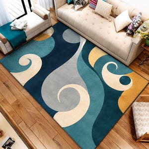 Modern Minimalist Neutral Area Rug – Rectangular Dual-Border Design Carpet for Living Room & Bedroom Home Decor
