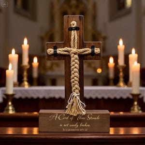 Christian Wedding Unity Cross, Cord of Three Strands Ceremony, Rustic Wedding Gift