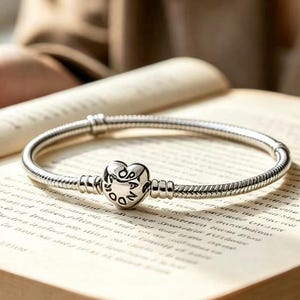 S925 Sterling Silber Pandora Herz & Schlangenkette Armband, Herz Verschluss Bettelarmband, minimalistischer stapelbarer Schmuck, Geschenk für Ihren Geliebten
