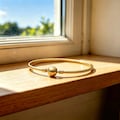 Pandora Gold Plated Bangle Bracelet,Minimalist Charm Bangle,Simple Thin Gold Cuff Bracelet,Everyday Wear Elegant Wrist Jewelry,Gift For Her product logo