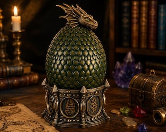 Caja del tesoro con forma de huevo de dragón (archivo STL) / Contenedor de almacenamiento de fantasía, decoración para impresión 3D (descarga digital)