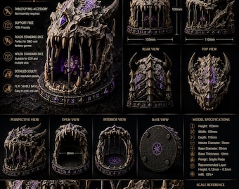 Cárcel de dados con calavera de dragón STL / Prisión de dados de D&D, exhibición para juegos de rol (descarga digital)