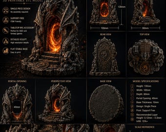 Archivo STL del portal Dragon Gate / Escenario de terreno para juegos de rol de fantasía (descarga digital)