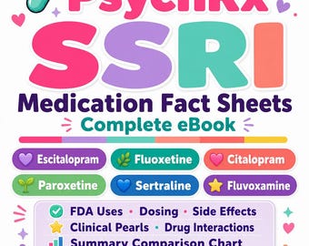 Fichas informativas sobre medicamentos ISRS / Guía de estudio de farmacia psiquiátrica / Libro electrónico de psicofarmacología / Descarga digital / PsychRx