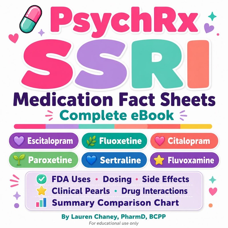 SSRI Medication Fact Sheets | Psychiatric Pharmacy Study Guide ...