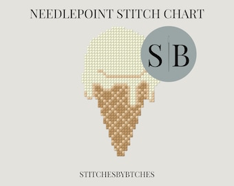 Ice Cream Cone Needlepoint Chart | Ornament Keychain Bag Tag Pattern PDF | Novelty Stitch Chart