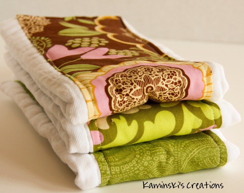 Burp Cloths Set of 3 Etsy