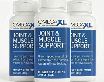 OmegaXL Joint & Muscle Support, Green Lipped Mussel Oil, 300 Soft Gels (3 Pack)