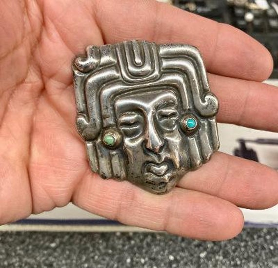 Vintage 1930's Sterling Silver Mexican Pin Signed… - image 6