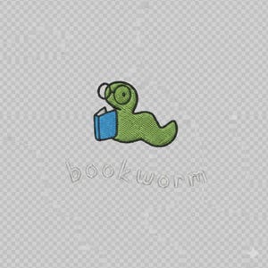 Bookworm Embroidery Design, Reading Worm Machine Embroidery File, Cute Book Lover Embroidery Pattern, PES DST JEF VP3