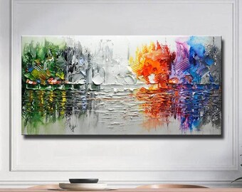 Original Abstract Colorful Painting  On Canvas Texture Wall Art Living Room Wall Art Custom Wall Art Home Decor fashion wall art