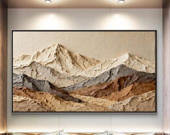3D Strukturierte Berg Wand Kunst Minimalistische Beige Taupe Erdton Abstrakte Kunst