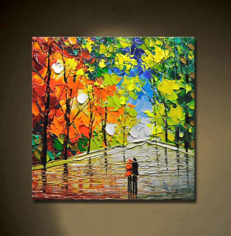Paintings on Canvas Colorful Park Landscape Living Room Wall Etsy