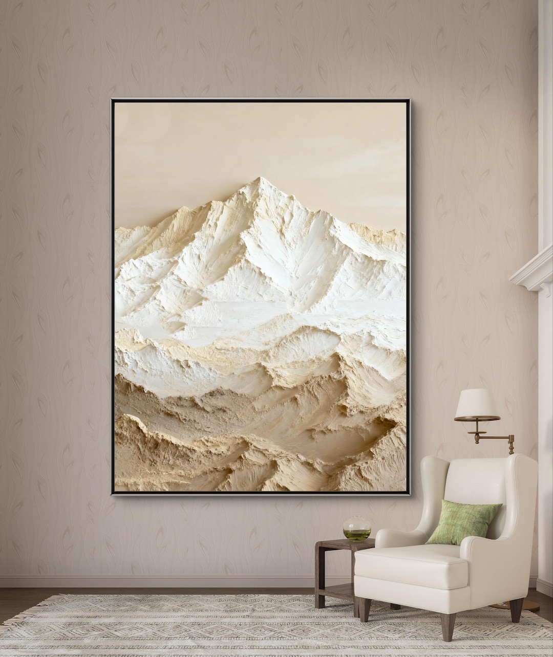 Textured Mountain 3D Wall Art Minimalist Beige Taupe Earth Tone ...