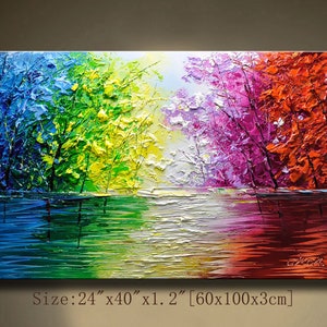 Textured Palette Knife Tree Painting: Colorful Abstract Wall Art