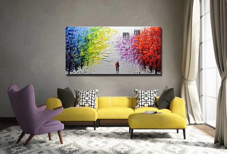 Abstract Wall Painting, expressionism Textured Painting,Impasto Landscape Painting ,Palette Knife Painting on Canvas by Chen image 6