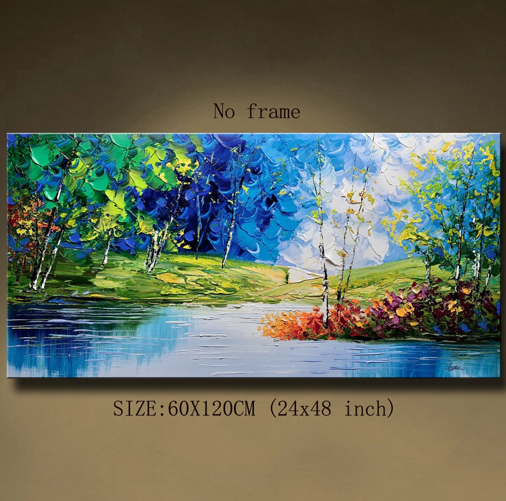 絵画 小野踏青「緑の風景」 美術品・アンティーク・コレクション