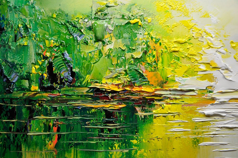 Original Unique Forest Landscape Paintingpalette Knife Etsy