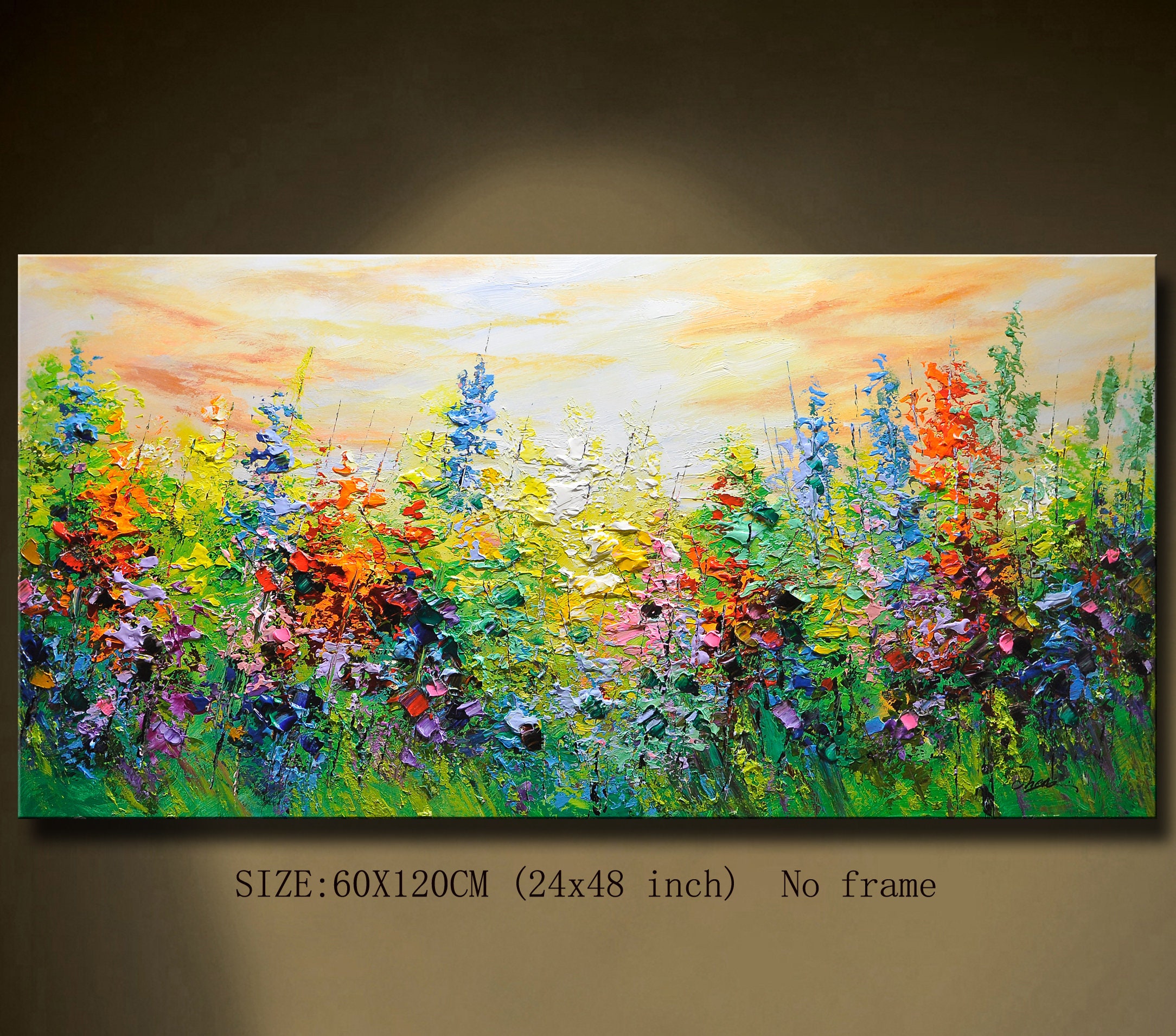 Colorful Wildflower Oil Painting Textured Floral 3D Impasto Canvas Art ...