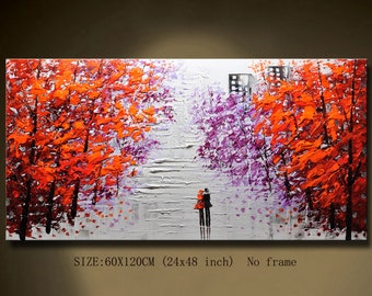 Knife Abstract art canvas original oil painting on canvas,Landscape Colorful Forest Painting,Living Room Wall Art, Textured Impasto Painting