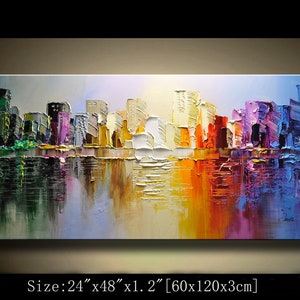Strukturiertes New York City Landschaftsbild: Abstrakte bunte Skyline Wandkunst