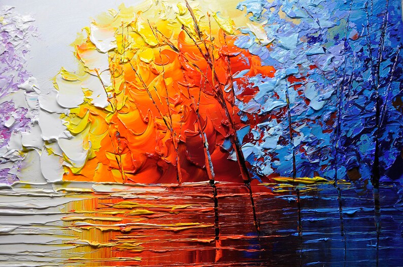 Large Original Oil Painting on Canvaslandscape Colorful Etsy
