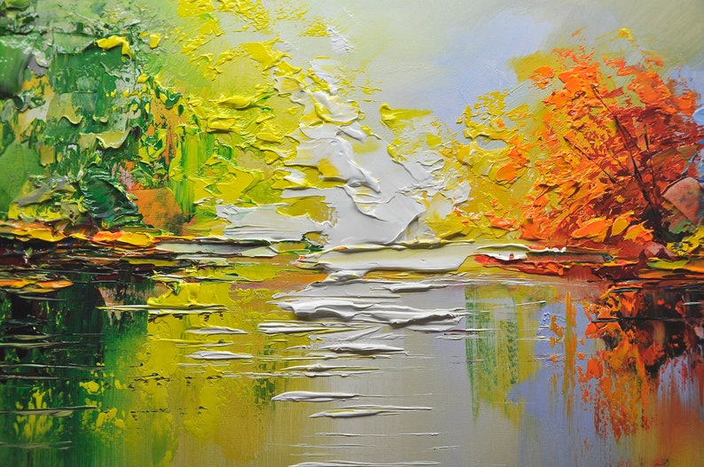 Original Unique Forest Landscape Paintingpalette Knife Etsy