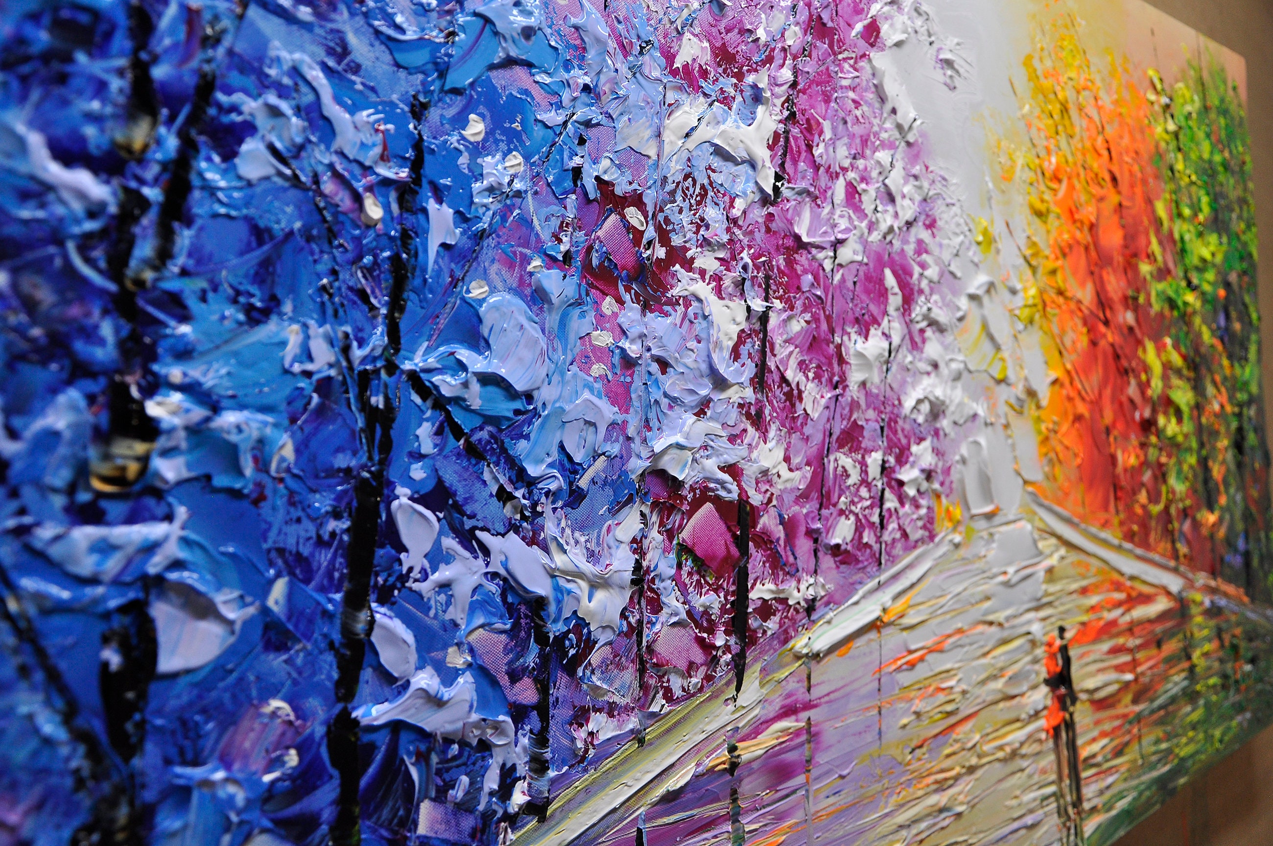 Flying Colours – Abstract Art パンク天国 7インチ Abstract Autumn Trees Oil Painting: Colorful Forest Wall Art