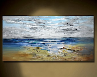 Beach Painting on Canvas,Seascape Painting ,Coastal Wall Art,home decor gift