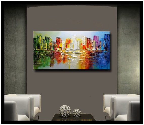 Cityscape Painting, Contemporary Painting, Living Room Wall Painting, –  Paintingforhome