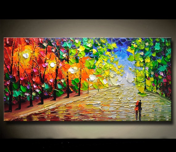 Original Large Painting Colorful Wall Art Oil Canvas Painting Oil Living  Room Artwork Decor Palette Knife Painting | DREAMS COME TRUE