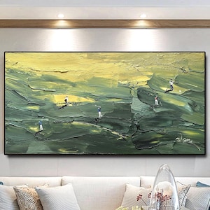 3D Golf Texture Painting Green Golf Canvas Wall Art Custom artworks gift Club Wall Decor Office Wall Art  Golf Fan Gifts Sports Wall Decor