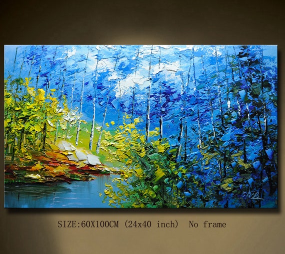 landscape painting original oil painting Oil painting impasto painting green art