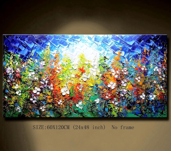野の花畑の油絵壁画コテージコア装飾素朴な農家風壁掛け - Etsy 日本