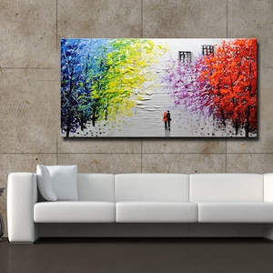 Abstract Wall Painting, expressionism Textured Painting,Impasto Landscape Painting ,Palette Knife Painting on Canvas by Chen image 2