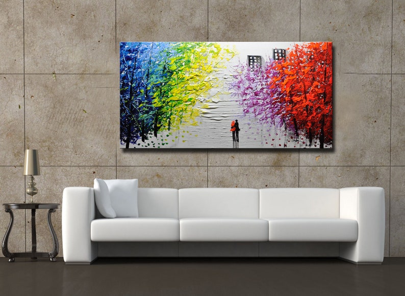 Abstract Wall Painting, expressionism Textured Painting,Impasto Landscape Painting ,Palette Knife Painting on Canvas by Chen image 2