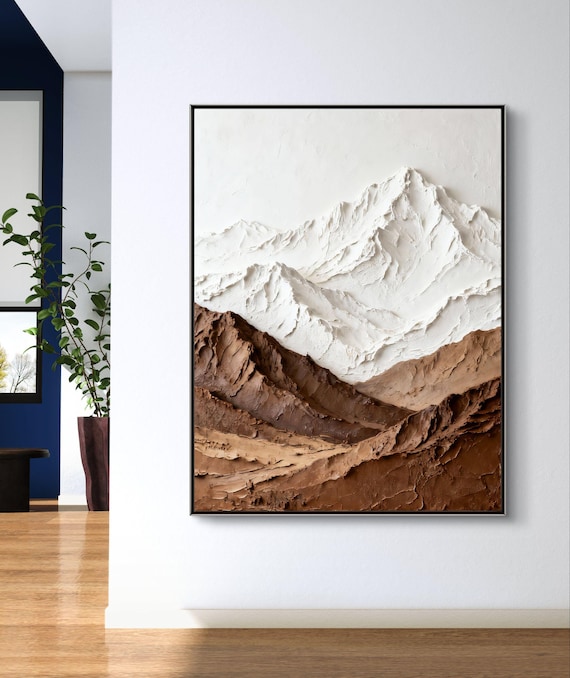 Textured Mountain 3D Wall Art Minimalist Beige Taupe Earth Tone