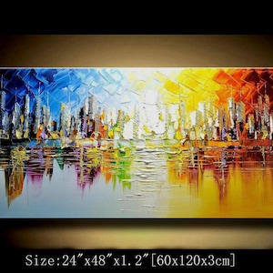 Strukturiertes New York City Landschaftsbild: Abstrakte bunte Skyline Wandkunst