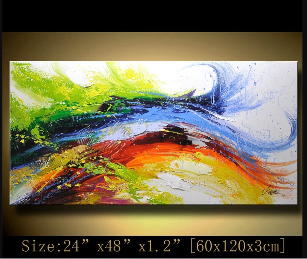 Colourful Vivid Colors Abstract Painting and Wall Art, Horizontal Extra