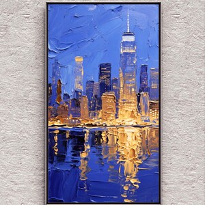 Strukturiertes New Yorker Stadtbild: Abstrakte bunte Skyline Kunst
