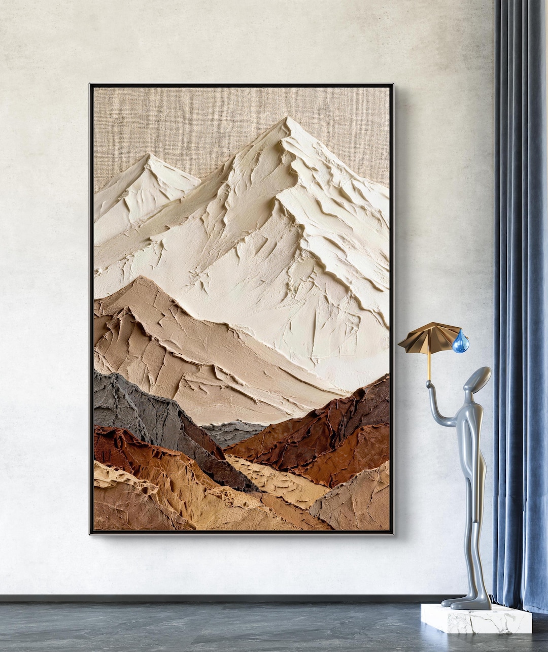 Textured Mountain 3D Wall Art Minimalist Beige Taupe Earth Tone ...