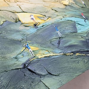 Golfkunst met textuur, groen paletmesschilderij, modern sportdecor afbeelding 19