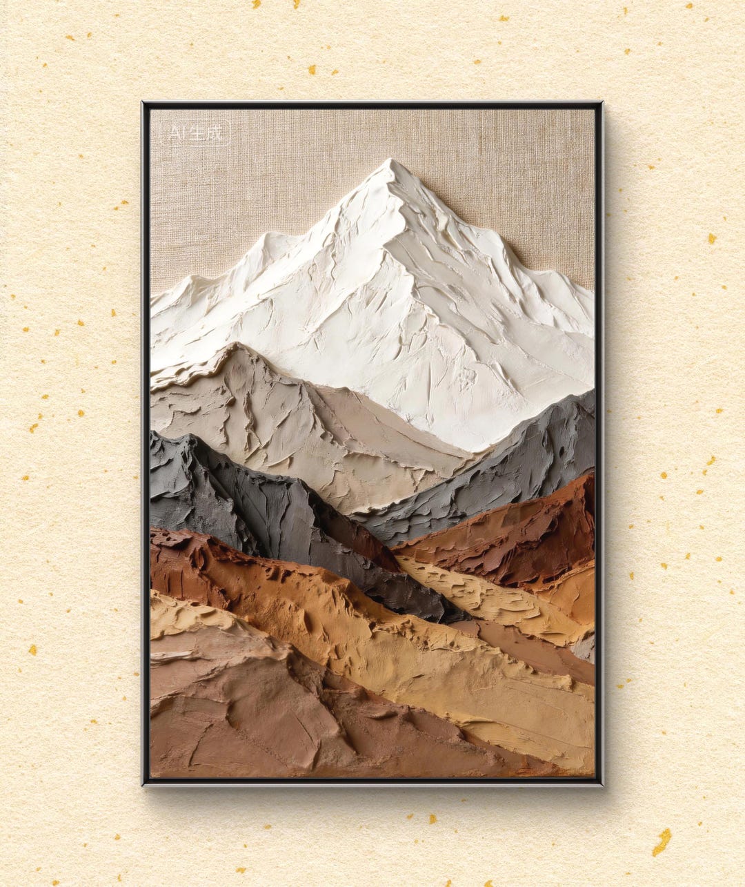 3D Textured Mountain Wall Art Minimalist Beige Taupe Earth Tone ...