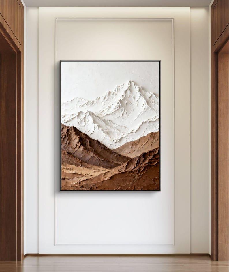 Textured Mountain 3D Wall Art Minimalist Beige Taupe Earth Tone ...