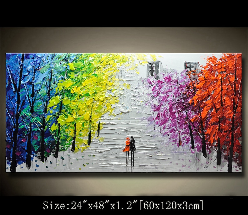 contemporary wall artPalette Knife Paintingcolorful image 0