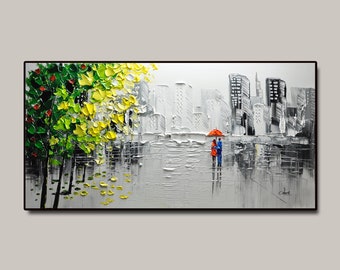 Original park landscape paintings on canvas Colorful  cityscape art Living Room fashion wall art home decor and gifts unusual wall art