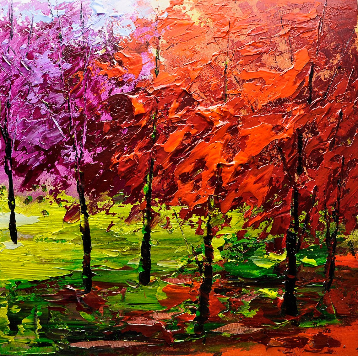 ABSTRACT PAINTINGS Canvas Wall Art Colorful Tree Painting Wall Etsy