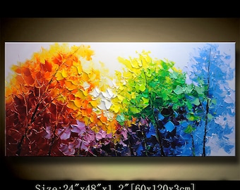 Palette Knife Forest Painting: Colorful Abstract Nature Art