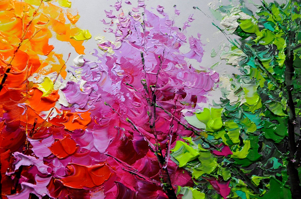 Original Oil on Painting Landscape Canvas Abstract Art Knife Etsy