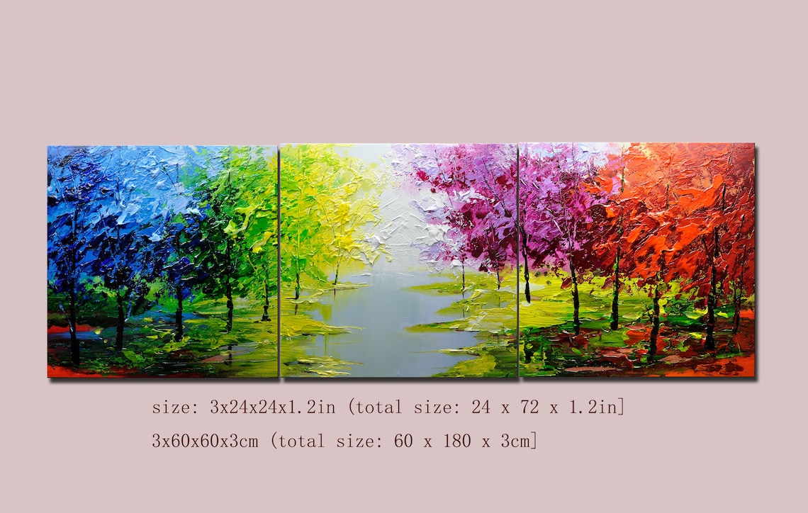 ABSTRACT PAINTINGS Canvas Wall Art Colorful Tree Painting Wall - Etsy